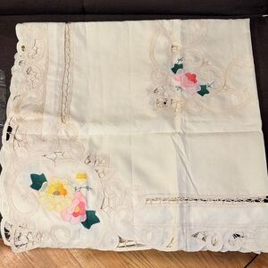 Embroidered Floral Tablecloth